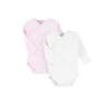 Lot De 2 Body Croisés Manches Longues Blanc/rose 0 Mois -Produits Pour Bébé am023100269