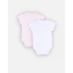 Lot De 2 Body Croisés Manches Courtes Rose/blanc 0 Mois -Produits Pour Bébé am023105653 1