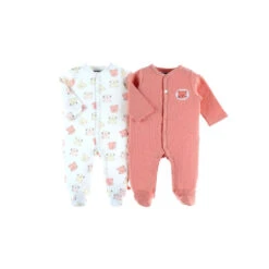 Lot De 2 Pyjamas Iconiques En Jersey Bio Corail 3 Mois