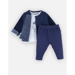Ensemble 3 Pièces En Coton Bleu Marine 1 Mois 10 Ensemble 3 Pièces En Coton Bleu Marine 1 Mois -Produits Pour Bébé am0231060810 1