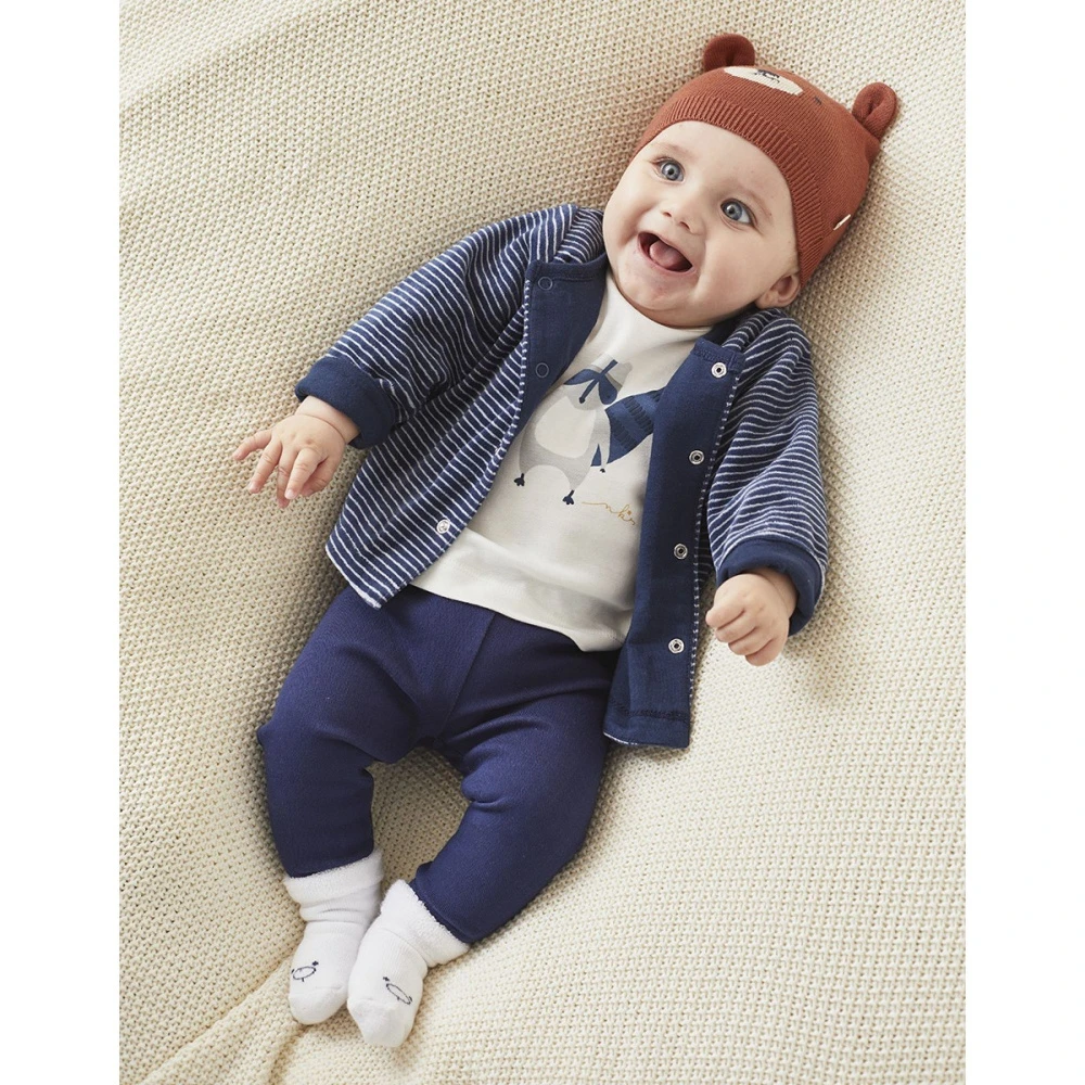 Ensemble 3 Pièces En Coton Bleu Marine 1 Mois 9 Ensemble 3 Pièces En Coton Bleu Marine 1 Mois – Image 7