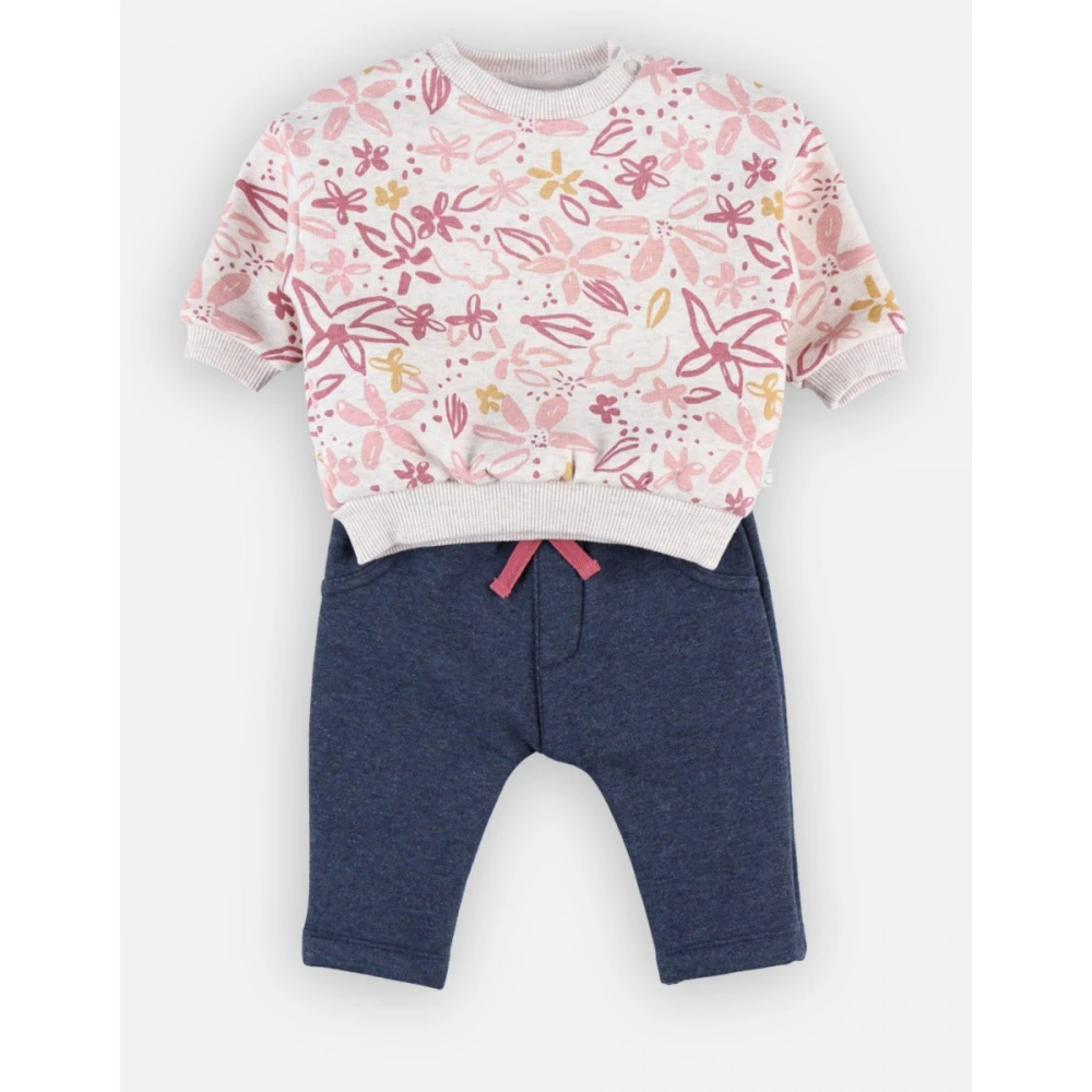 Ensemble Sweat Fleurs + Joggging Bleu 3 Mois 4 Ensemble Sweat Fleurs + Joggging Bleu 3 Mois – Image 2