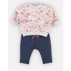 Ensemble Sweat Fleurs + Joggging Bleu 6 Mois -Produits Pour Bébé am023106476 1