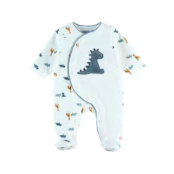 Pyjama Bébé En Velours Dinosaure - 0 Mois
