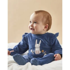 Pyjama 1 Pièce Lapin En Velours Marine 3 Mois -Produits Pour Bébé am023110046 5