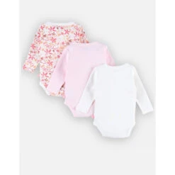 Lot De 3 Body Croisés Blanc/rose/imprimé Fleuris 3 Mois -Produits Pour Bébé am023112224 1