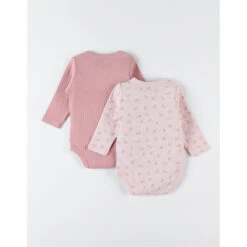 Lot De 2 Body Croisés Manches Longues Rose 0 Mois -Produits Pour Bébé am023144034 1