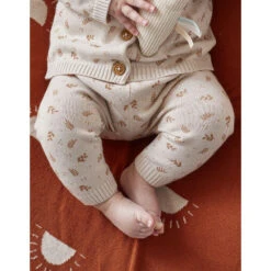Legging Maille Beige Fleurs 18 Mois -Produits Pour Bébé am023151308 1