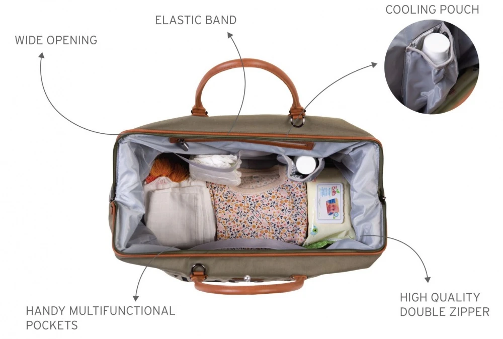 Childhome Sac à Langer Mommy Bag Canvas Kaki 9 Childhome Sac à Langer Mommy Bag Canvas Kaki – Image 7