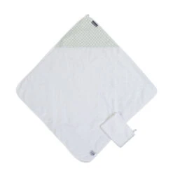 Childhome Cape De Bain + Gant Mousseline Vichy Forest - 80 X 80 Cm -Produits Pour Bébé cw091064409 1
