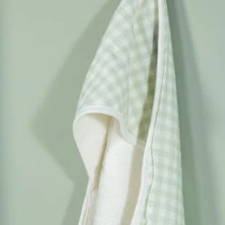 Childhome Cape De Bain + Gant Mousseline Vichy Forest - 80 X 80 Cm -Produits Pour Bébé cw091064409 2