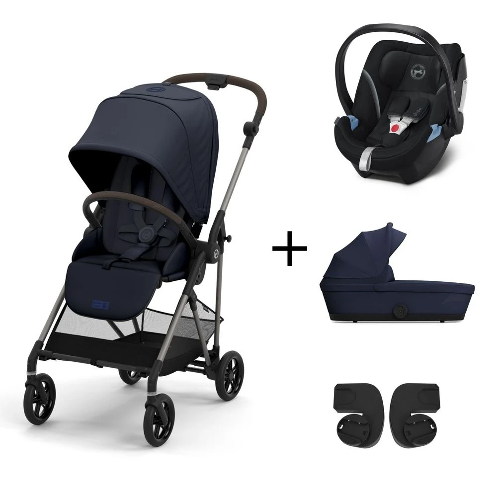 CYBEX Pack Trio Poussette Melio 3 - Châssis Taupe + Nacelle Melio 3 + Aton 5 + Adaptateurs - Ocean Blue 3 CYBEX Pack Trio Poussette Melio 3 - Châssis Taupe + Nacelle Melio 3 + Aton 5 + Adaptateurs - Ocean Blue