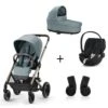 CYBEX Pack Trio Poussette Balios S Lux + Nacelle Cot S + Aton 5 + Adaptateurs - Sky Blue -Produits Pour Bébé cy041768421