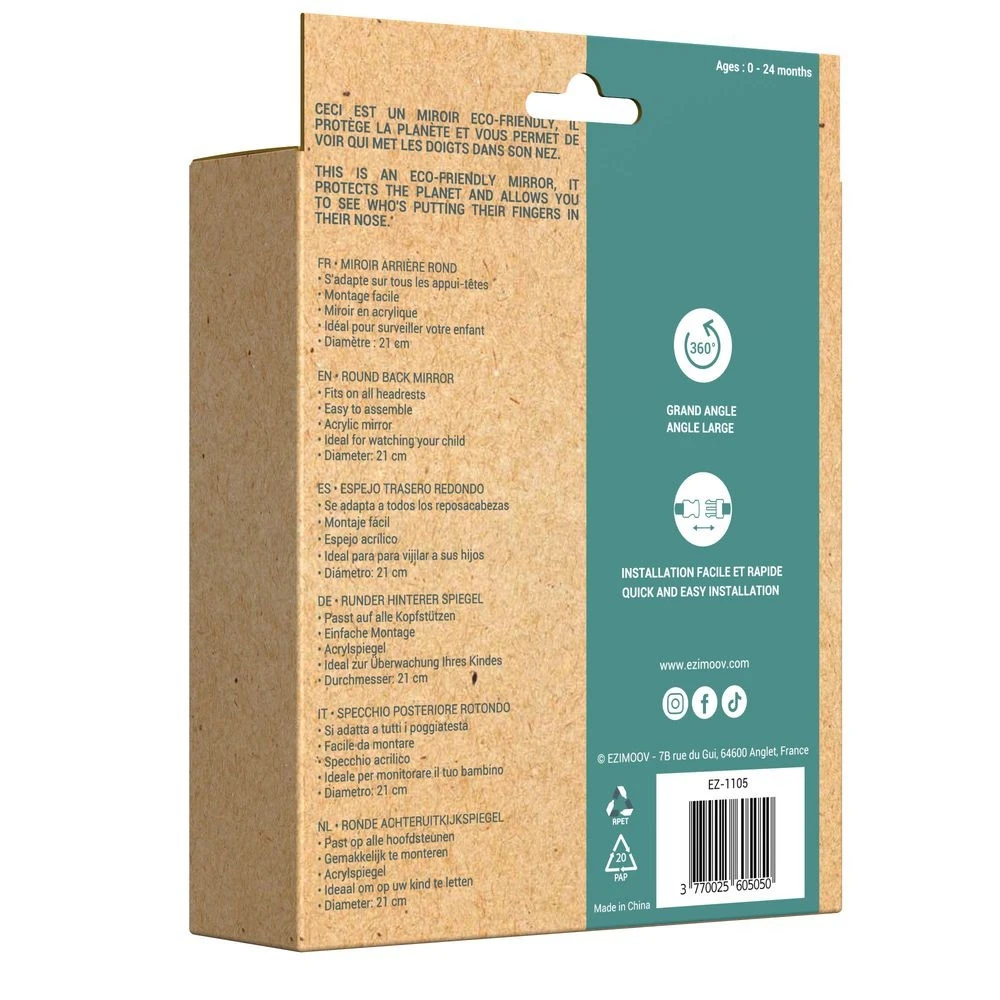 Rétroviseur Bébé Ezi Mirror Round - Eco Friendly 9 Rétroviseur Bébé Ezi Mirror Round - Eco Friendly – Image 7