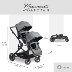 HAUCK Poussette Double Atlantic Twin Melange Grey -Produits Pour Bébé ha042000019 17