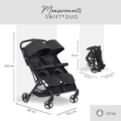 HAUCK Poussette Double Swift X Duo Black -Produits Pour Bébé ha042000040 5