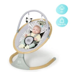 Kinderkraft Balancelle 2 En 1 Lumi - Gris Et Bois -Produits Pour Bébé kk069015675 5