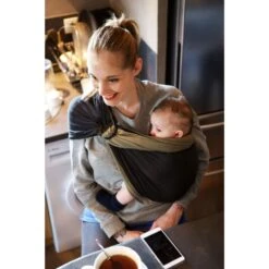 Echarpe De Portage Sans Nœud - Anthracite, Olive (réversible) -Produits Pour Bébé lr046142612 2