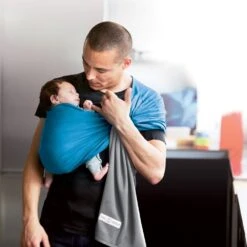 Echarpe De Portage Sans Nœud - Gris Chiné, Bleu Canard (réversible) -Produits Pour Bébé lr046142674 4