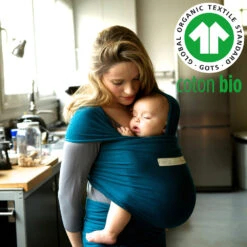 Echarpe De Portage Basic Bio Bleu Rétro -Produits Pour Bébé lr046143701 4