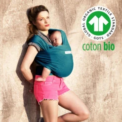 Echarpe De Portage Basic Bio Bleu Rétro -Produits Pour Bébé lr046143701 8