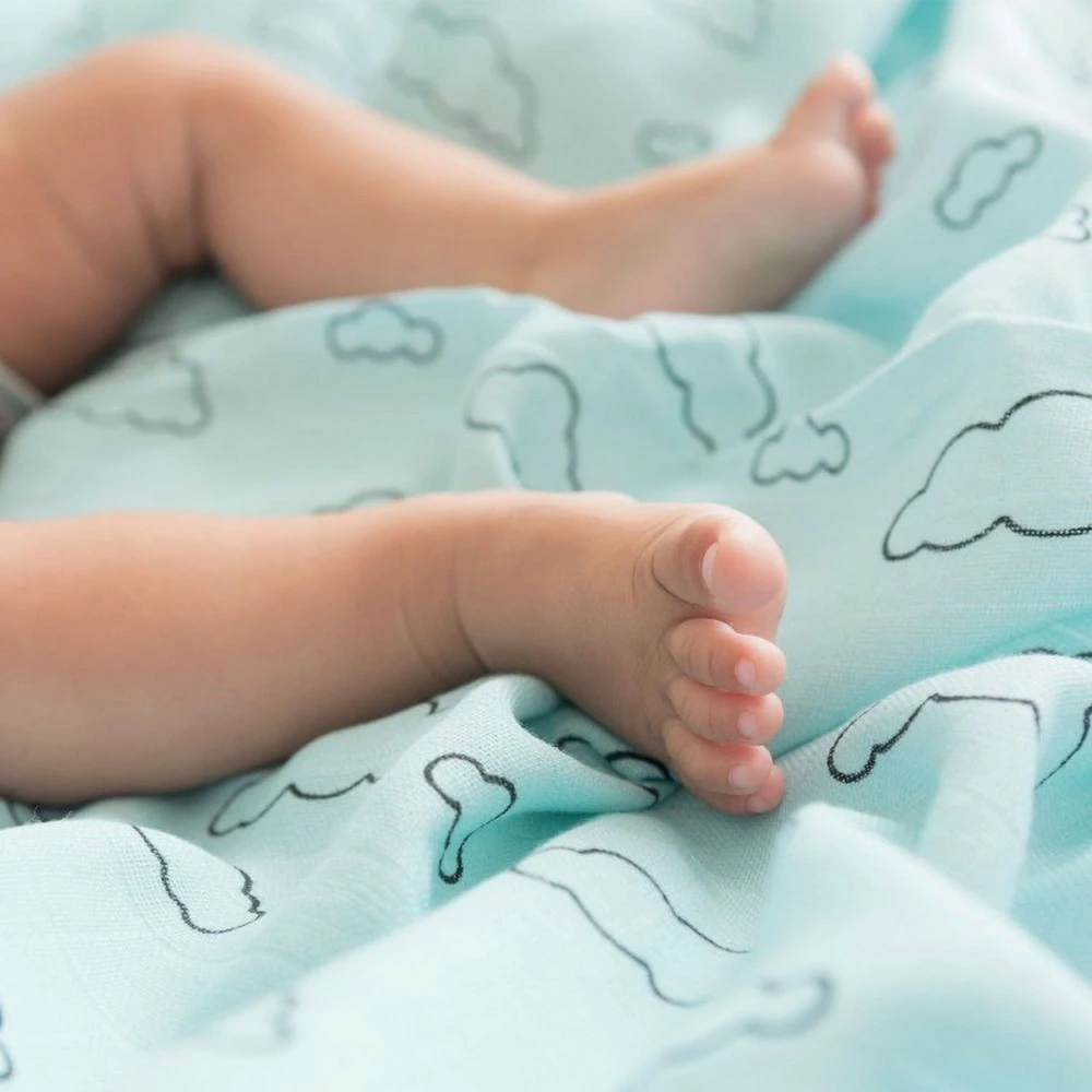 Lange 115 X 115 Cm Viscose De Bambou - Nuage (blanc Ou Bleu) 5 Lange 115 X 115 Cm Viscose De Bambou - Nuage (blanc Ou Bleu) – Image 3