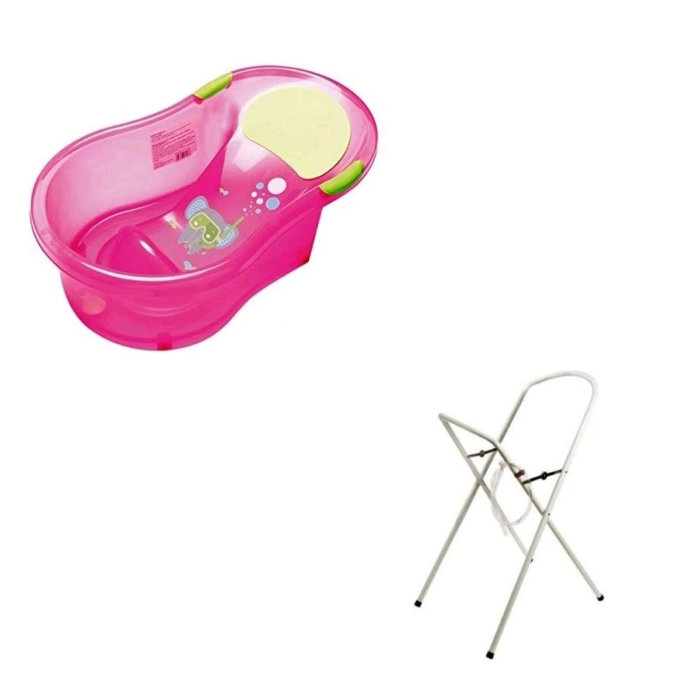 Baignoire 0-6 Mois éléphant Rose Transat Intégré +support à pied 4 Baignoire 0-6 Mois éléphant Rose Transat Intégré +support à pied – Image 2