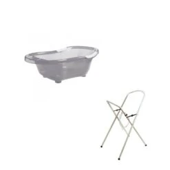 Baignoire Bébé Grise Pailletée Avec Vidange + Support à Pied -Produits Pour Bébé rm092249400 1