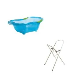 Baignoire Bébé Bleue Pailletée Avec Vidange + Support à Pied -Produits Pour Bébé rm092249417 1