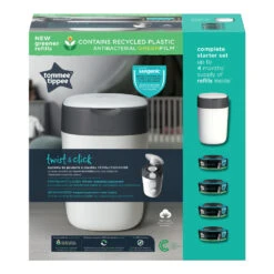 Tommee Tippee Starter Pack Twist & Click Poubelle Blanche + 4 Recharges -Produits Pour Bébé sg095110204 7