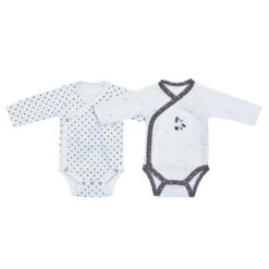 Lot De 2 Bodies Blanc Et Gris Naissance Panda Chao Chao