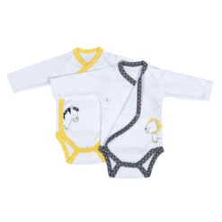 Lot De 2 Bodies Blanc 1 Mois Pluche Et Pompon -Produits Pour Bébé st121019822 1