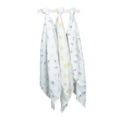 Lot De 3 Langes Bio 70x70cm Pluche Et Pompon -Produits Pour Bébé st121020088 2