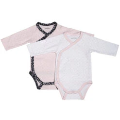 Lot De 2 Bodies Blanc Et Rose 1 Mois Miss Fleur De Lune
