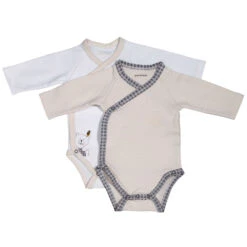 Lot De 2 Bodies Blanc Et Beige 1 Mois Timouki -Produits Pour Bébé st121097649 1