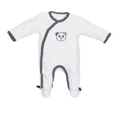 Pyjama Bébé Velours Blanc 3 Mois Ouverture Côté Panda Chao Chao