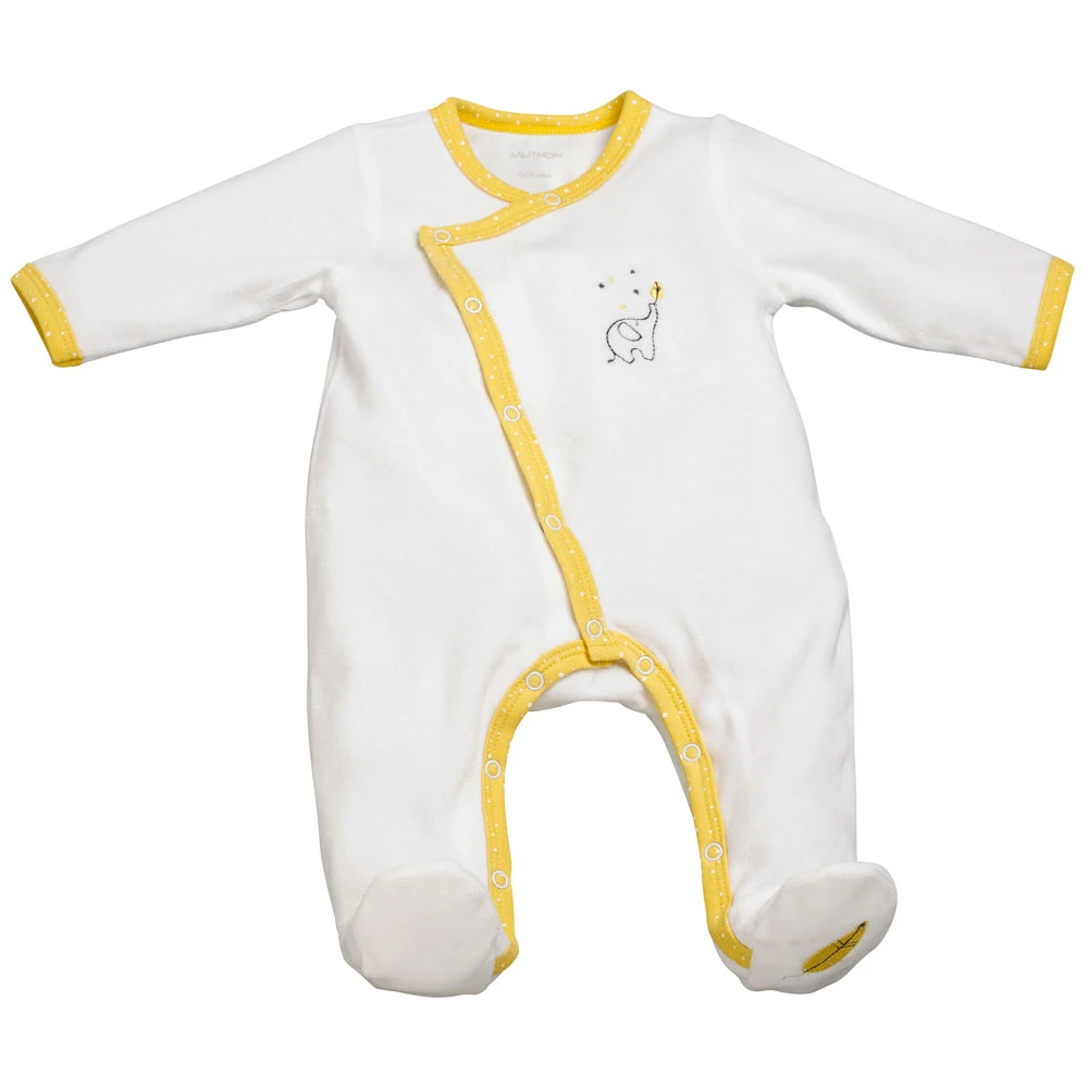Pyjama Bébé Velours Blanc/jaune Babyfan Naissance 3 Pyjama Bébé Velours Blanc/jaune Babyfan Naissance