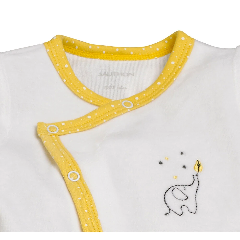 Pyjama Bébé Velours Blanc/jaune Babyfan Naissance 4 Pyjama Bébé Velours Blanc/jaune Babyfan Naissance – Image 2