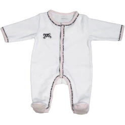 Pyjama Bébé Velours Blanc Miss Fleur De Lune 3 Mois