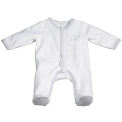 Pyjama Bébé Velours Blanc Lune 1 Mois Céleste