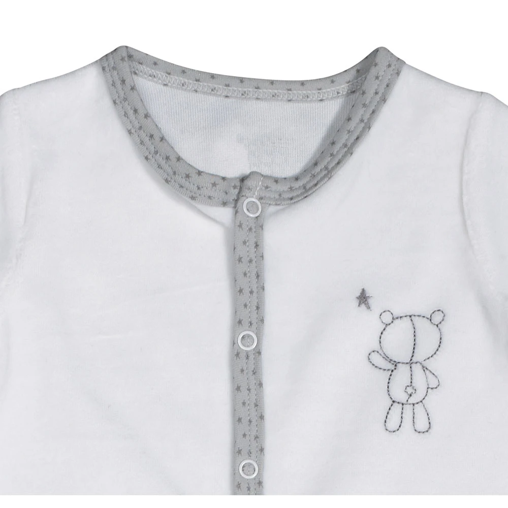 Pyjama Bébé Velours Blanc Lune 1 Mois Céleste 4 Pyjama Bébé Velours Blanc Lune 1 Mois Céleste – Image 2