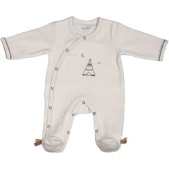 Pyjama Bébé Velours Beige 3 Mois Timouki